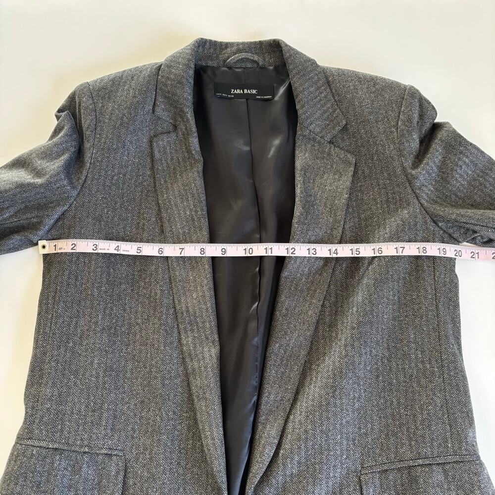 Zara Basic Preppy Gray Herringbone Blazer Jacket … - image 4
